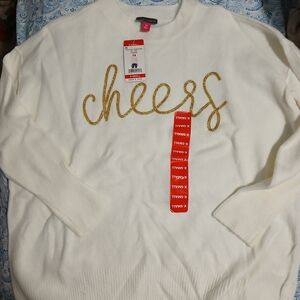 Vince Camuto Cream Sweater with Gold Embroidery